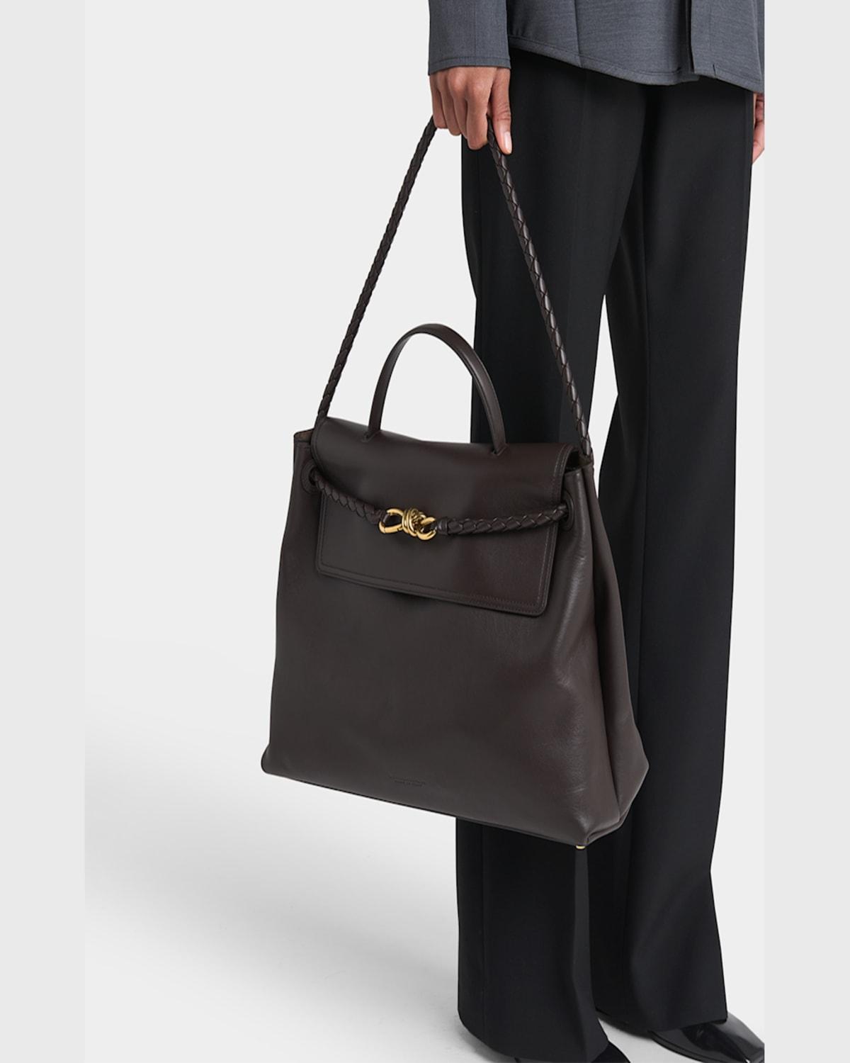 BOTTEGA VENETA Andiamo Large Leather Top-handle Bag In Fondant-m Brass Product Image