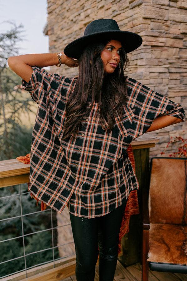Comfy Glam Flannel Tunic in Black Product Image