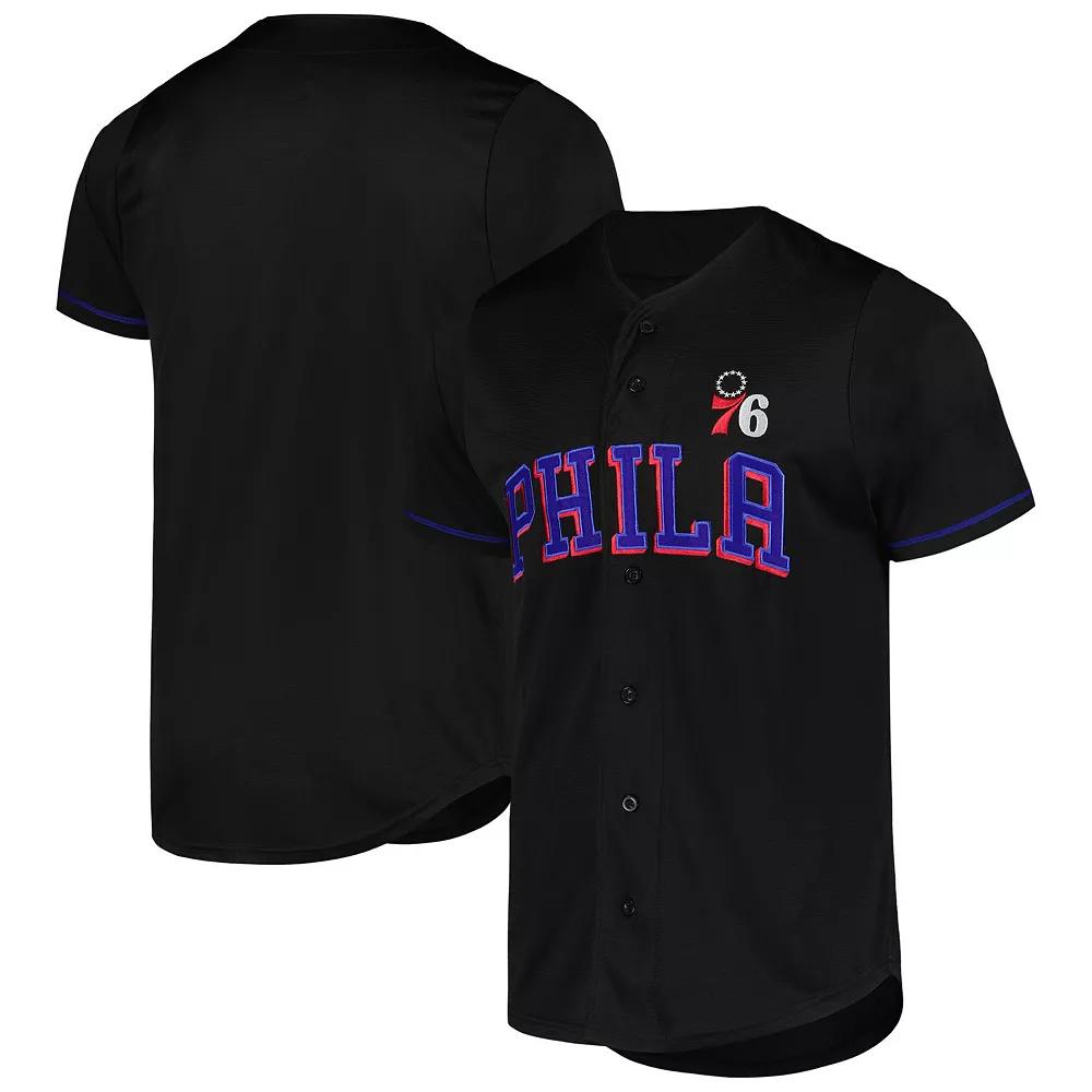 Men's Fanatics Black Philadelphia 76ers Pop Baseball Jersey,  Product Image