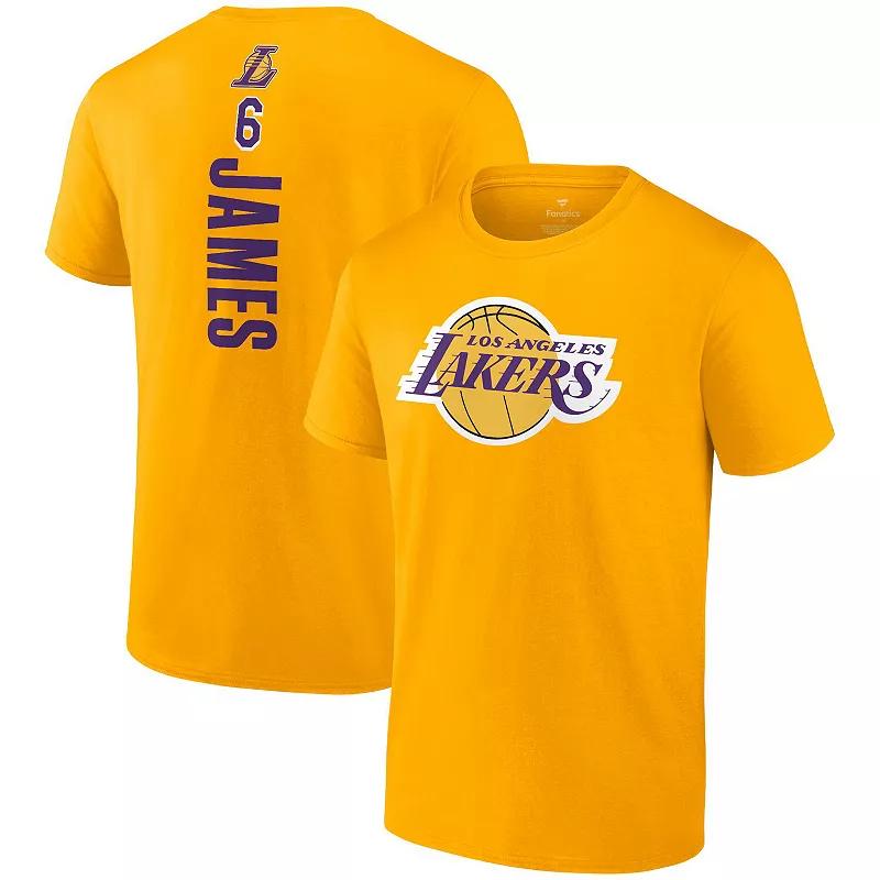 Men's Fanatics Branded LeBron James Gold Los Angeles Lakers Playmaker Name & Number T-Shirt,  Product Image