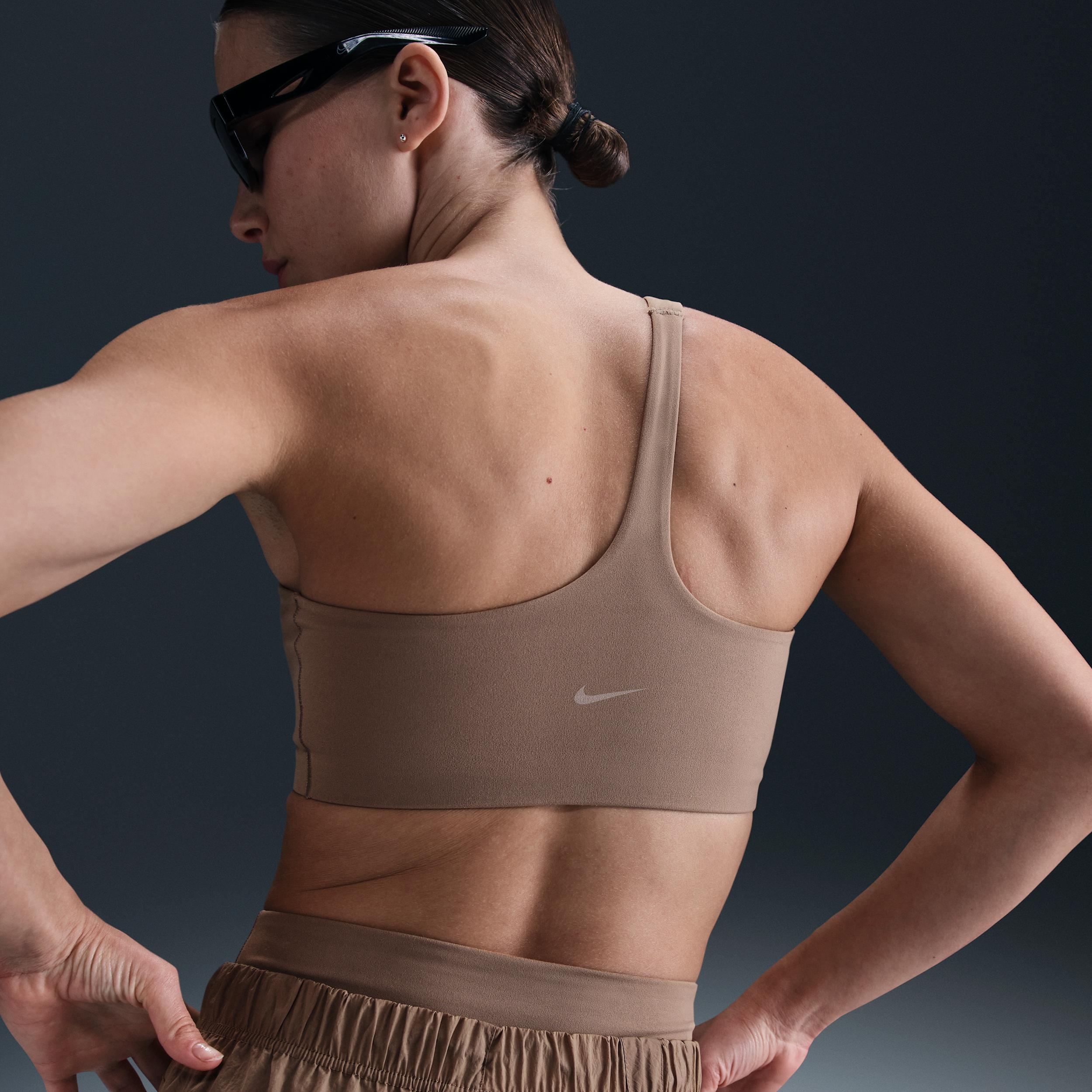 Nike Womens Zenvy Asymmetrical Light-Support Padded Sports Bra | HQ9182-233 Product Image