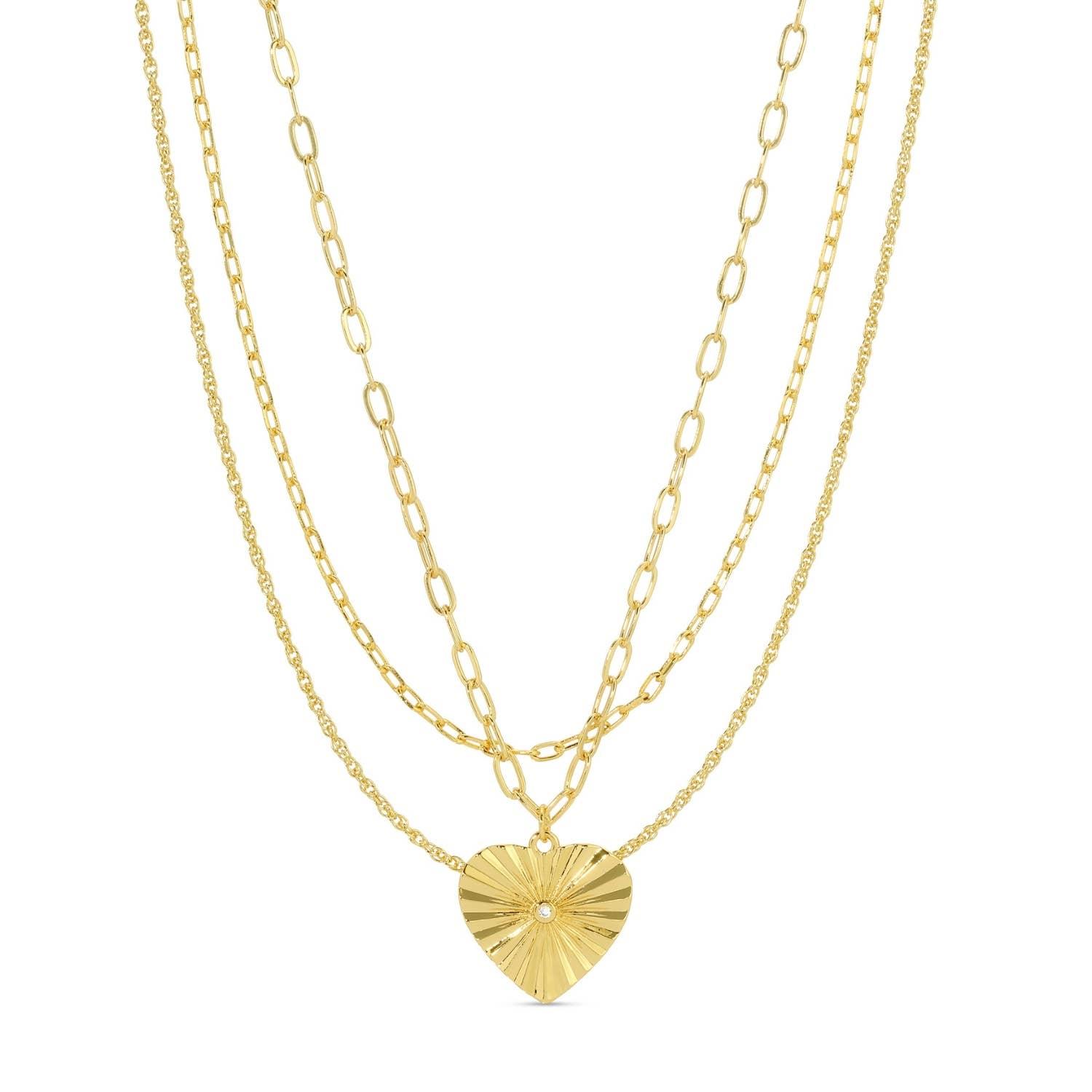 Triple Layer Heart Pendant Necklace Product Image