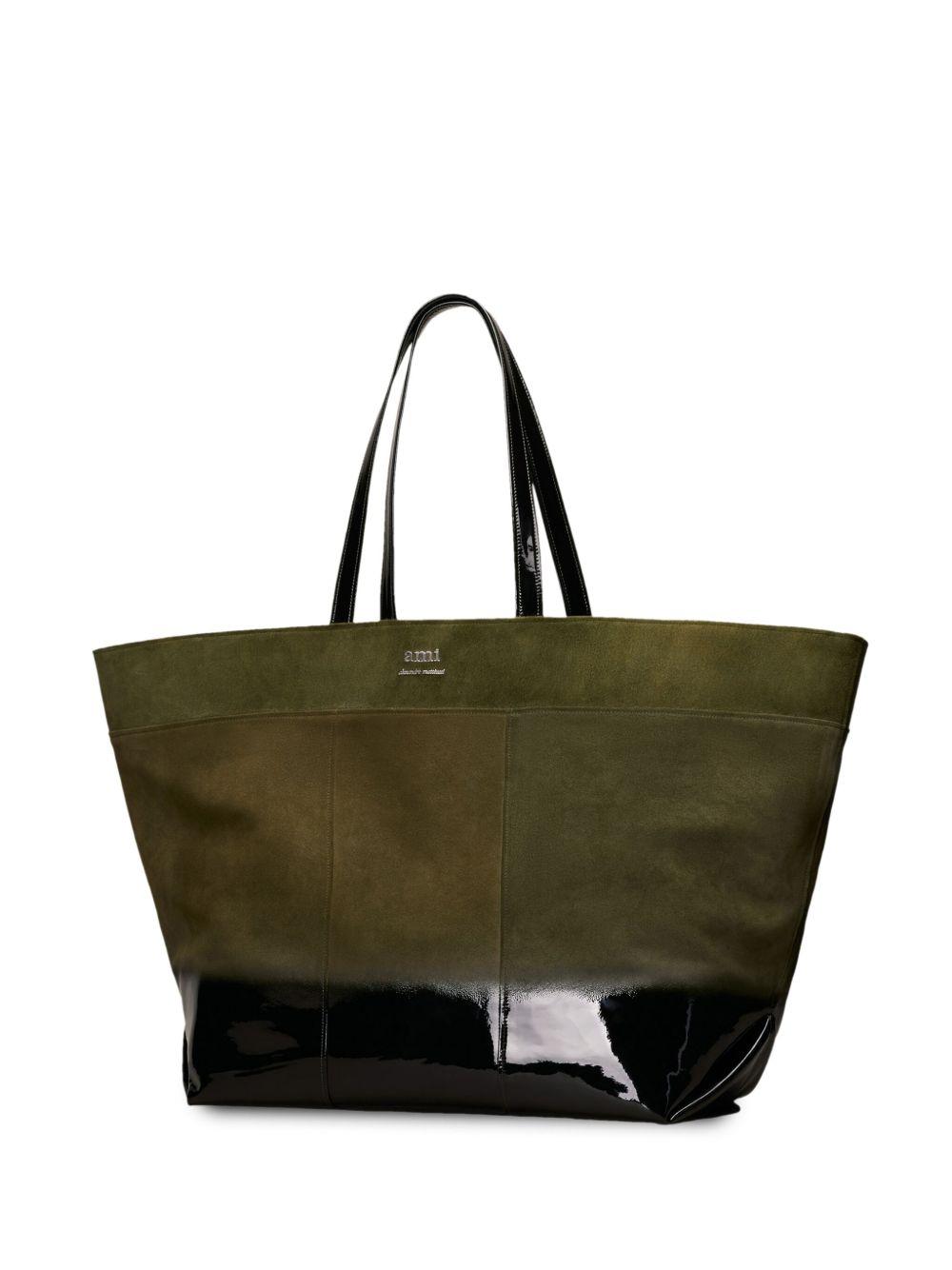 logo-plaque panelled tote bag Product Image