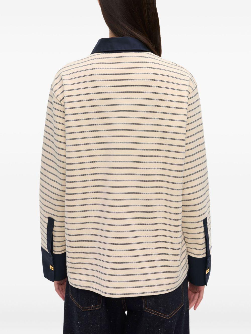 striped long-sleeve polo shirt Product Image