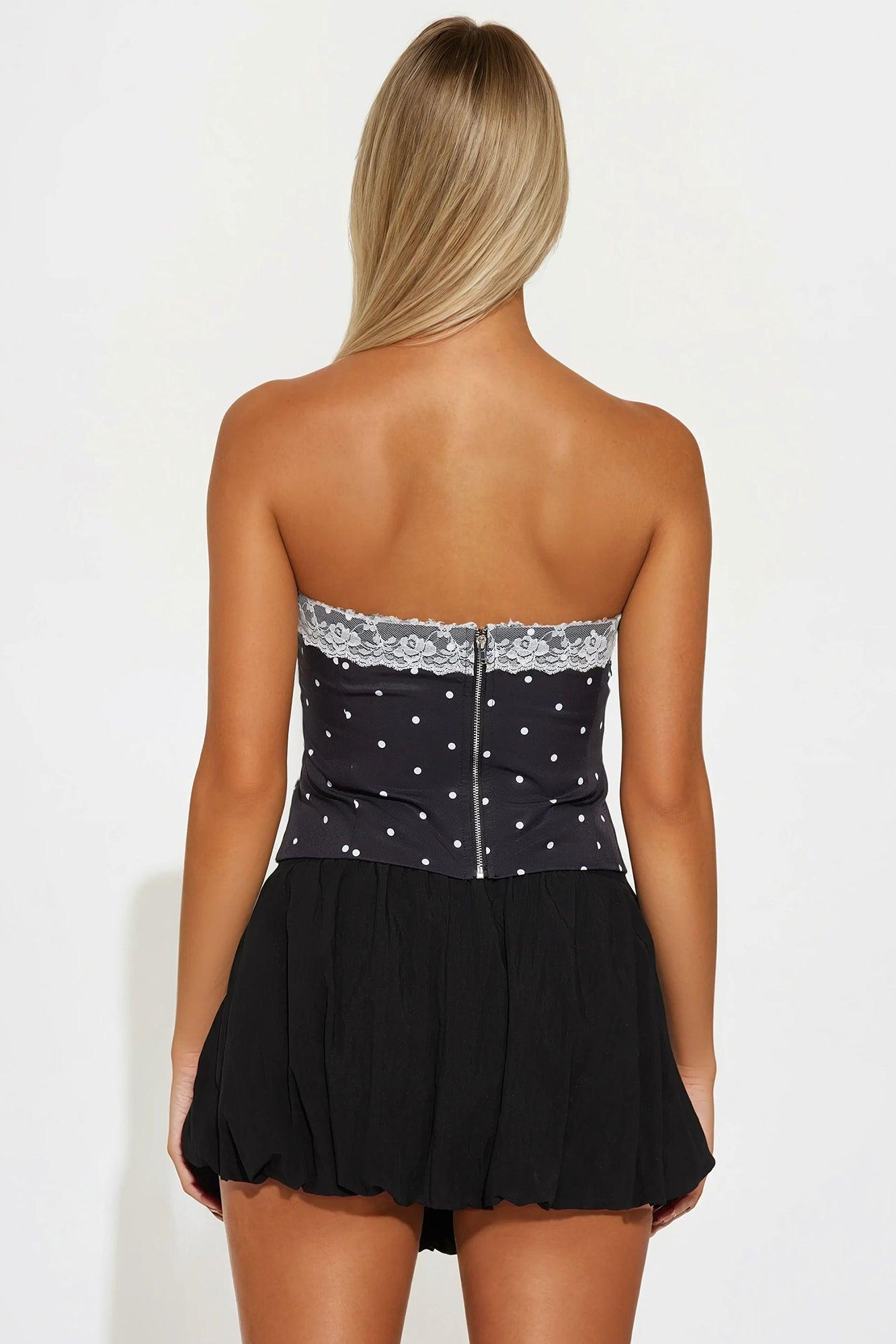 Deanna Polka Dot Tube Top - Black/White Product Image