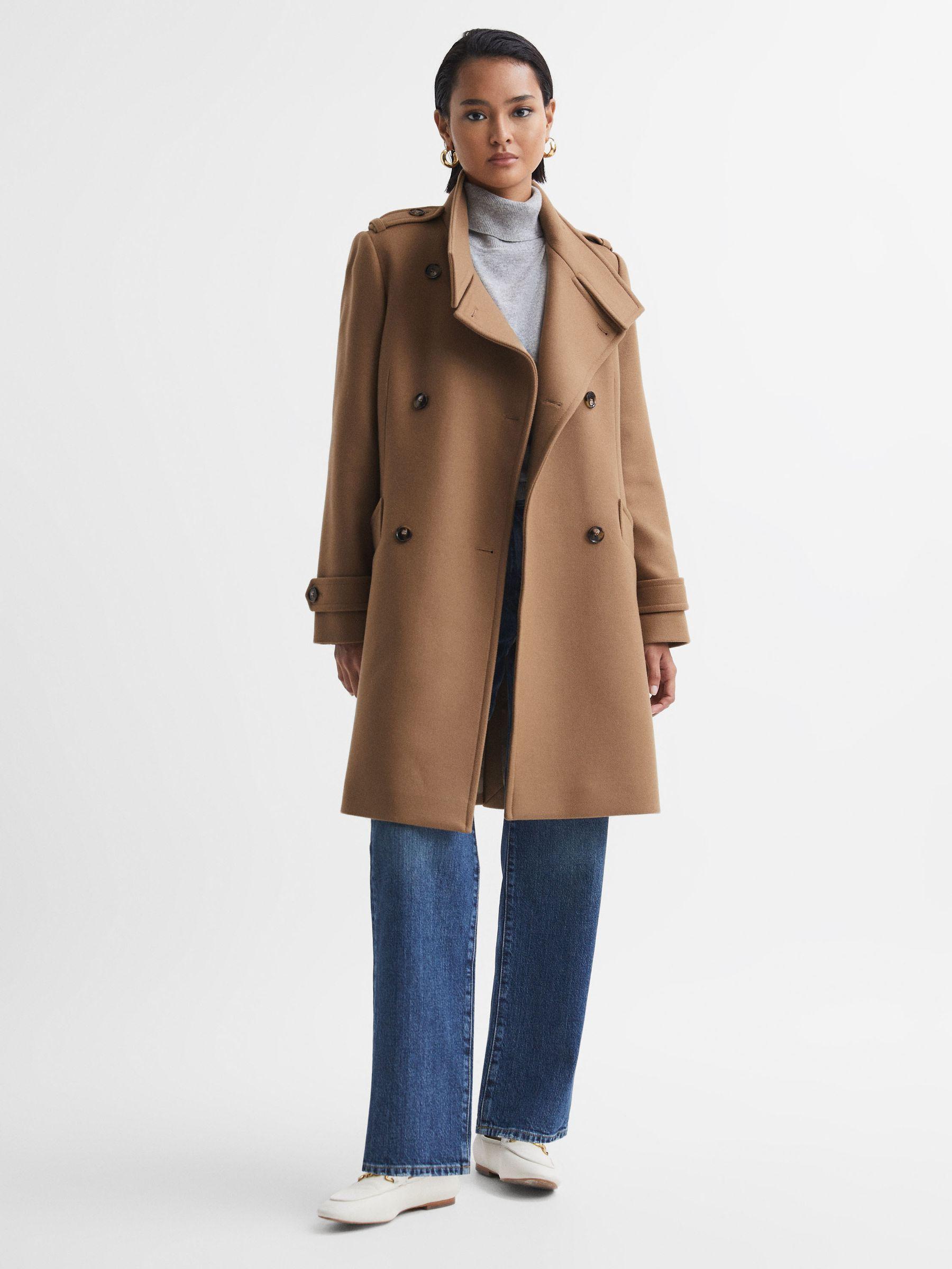 Wool Blend Double Breasted Coat in Camel Product Image