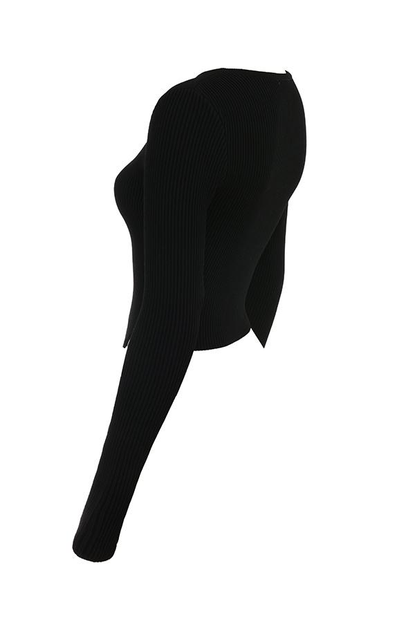 Sylvia  black ribbed knit cardigan - sale Product Image