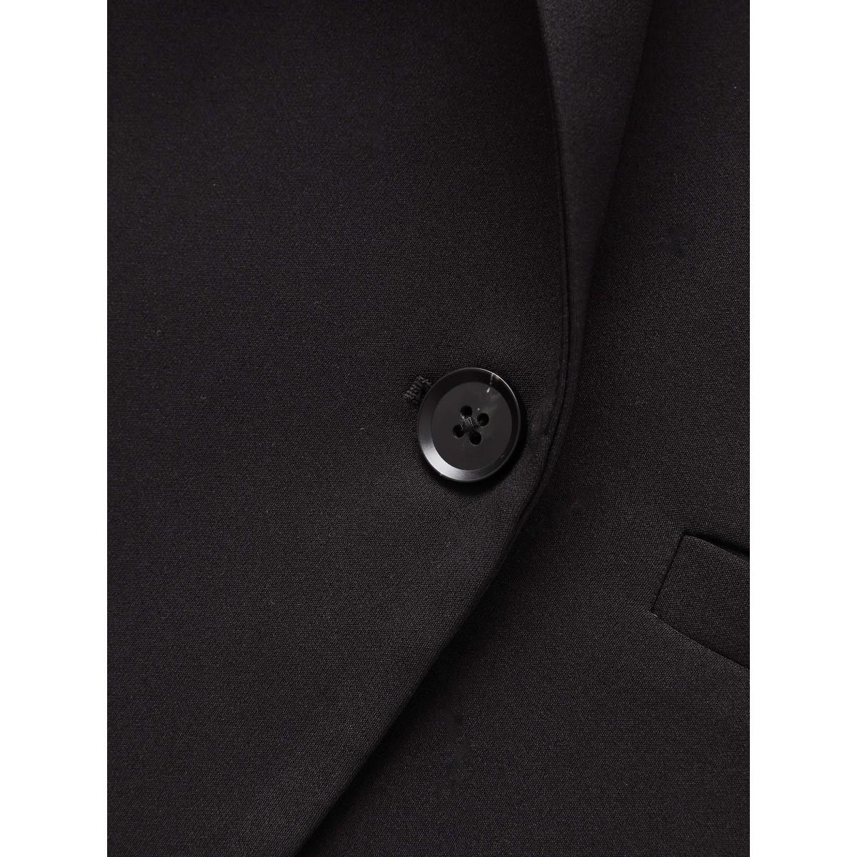 Plus Size Slim-Fit Double Pocket Cropped Blazer Black Women Work Button Sleeve Long Sleeve Suit Collar 10/M Single-flap pocket At the Office Blazers BloomChic Product Image