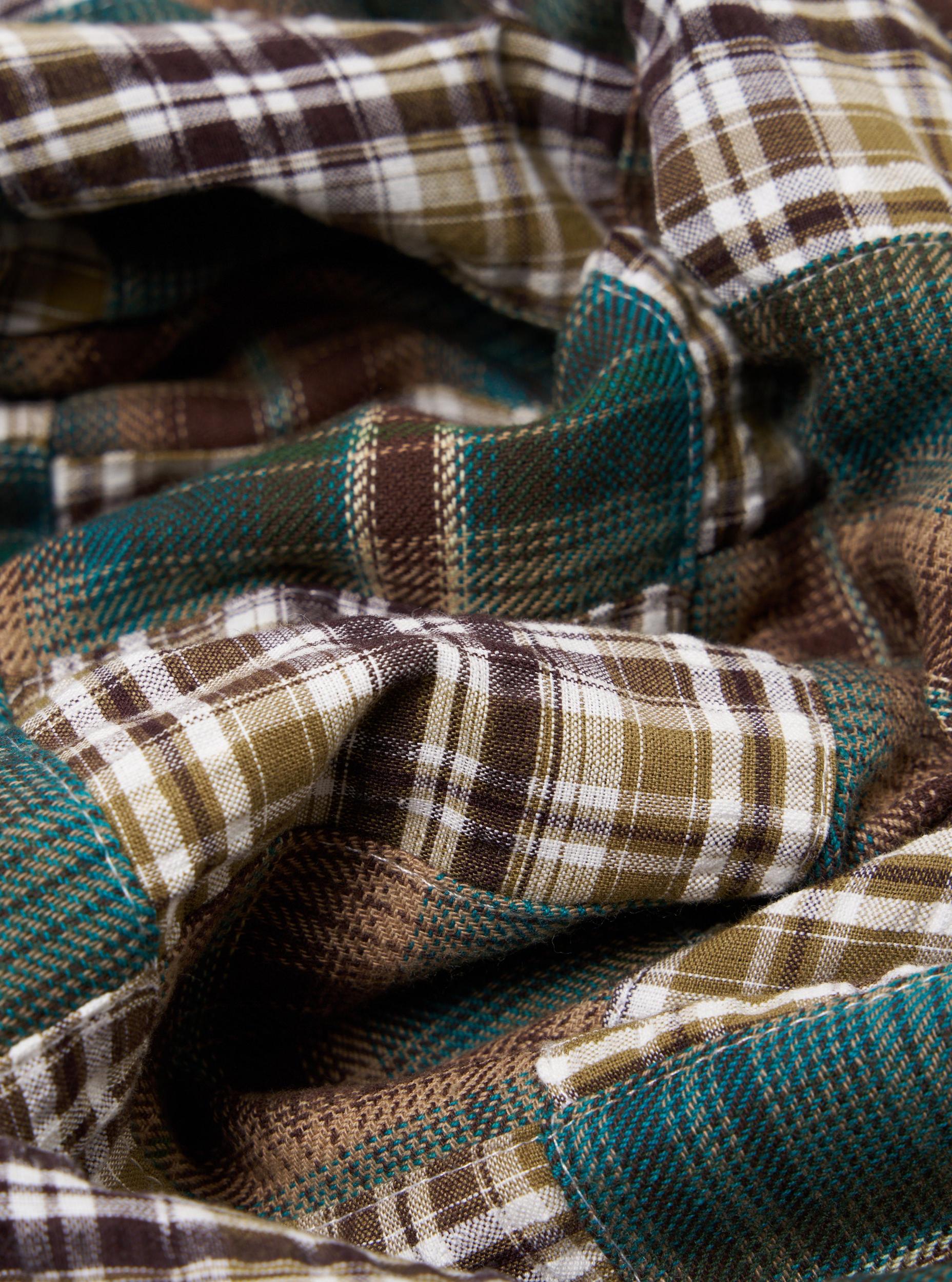 Universal Works Long Pyjama Set in Green/Brown Patchwork Madras Product Image