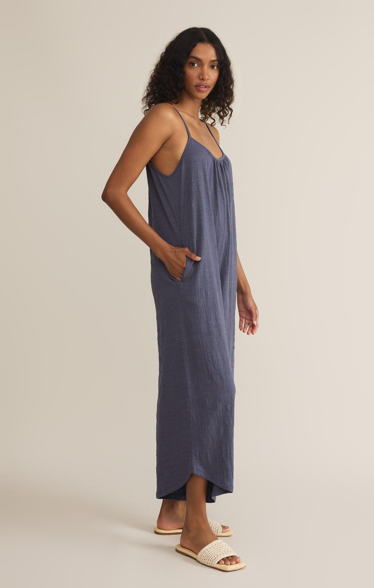 TEXTURED FLARED JUMPSUIT Product Image