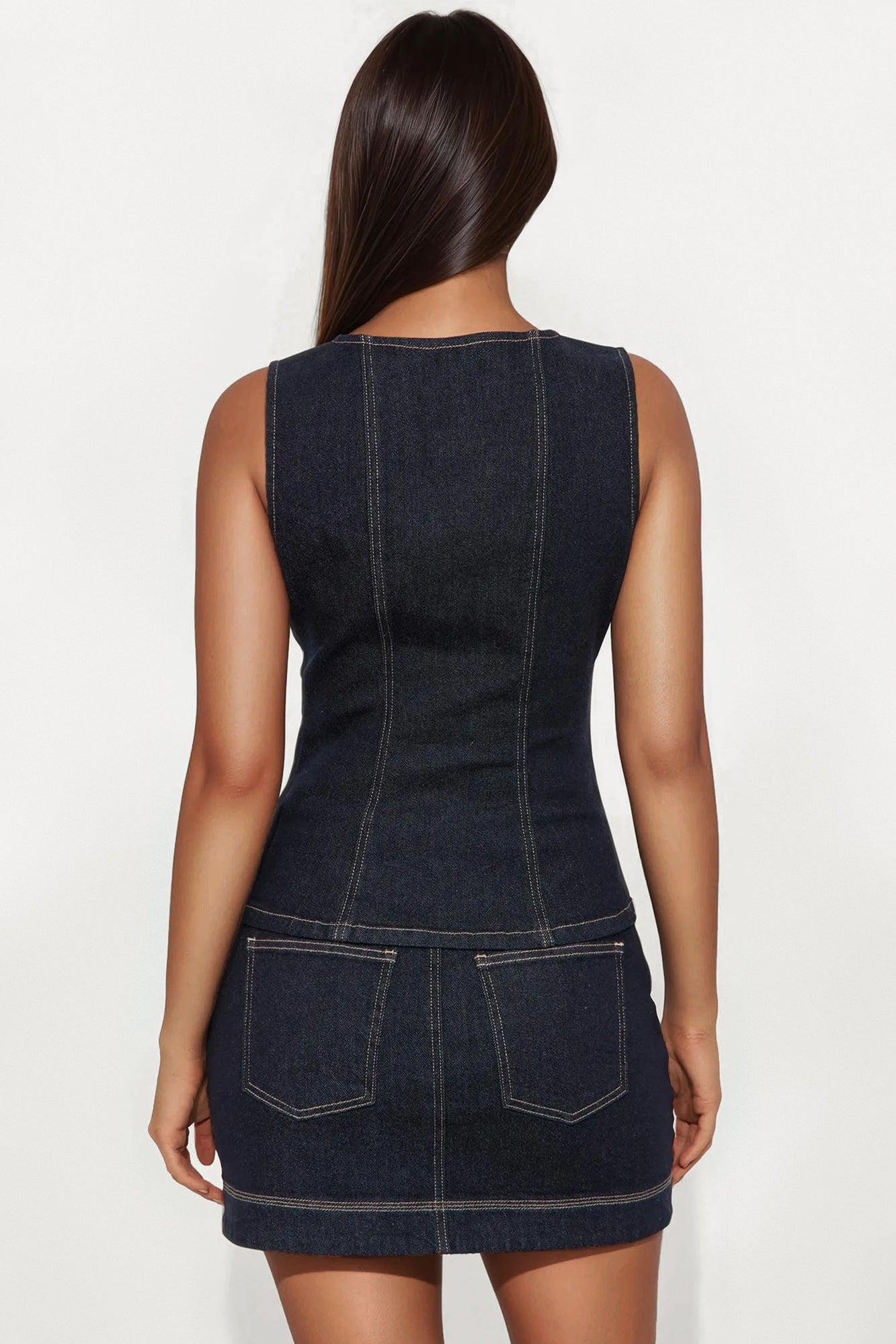 Summer Blues Mini Skirt Set - Denim Female Product Image