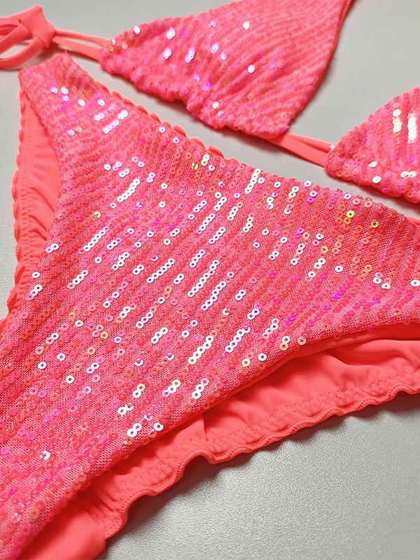 Sequined Backless Skinny Bikinis Product Image