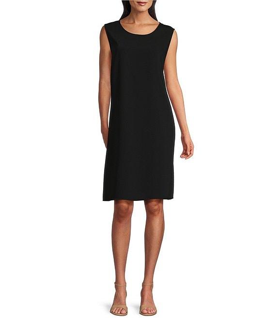 Caroline Rose Matte Crepe Scoop Neck Sleeveless A-Line Dress Product Image