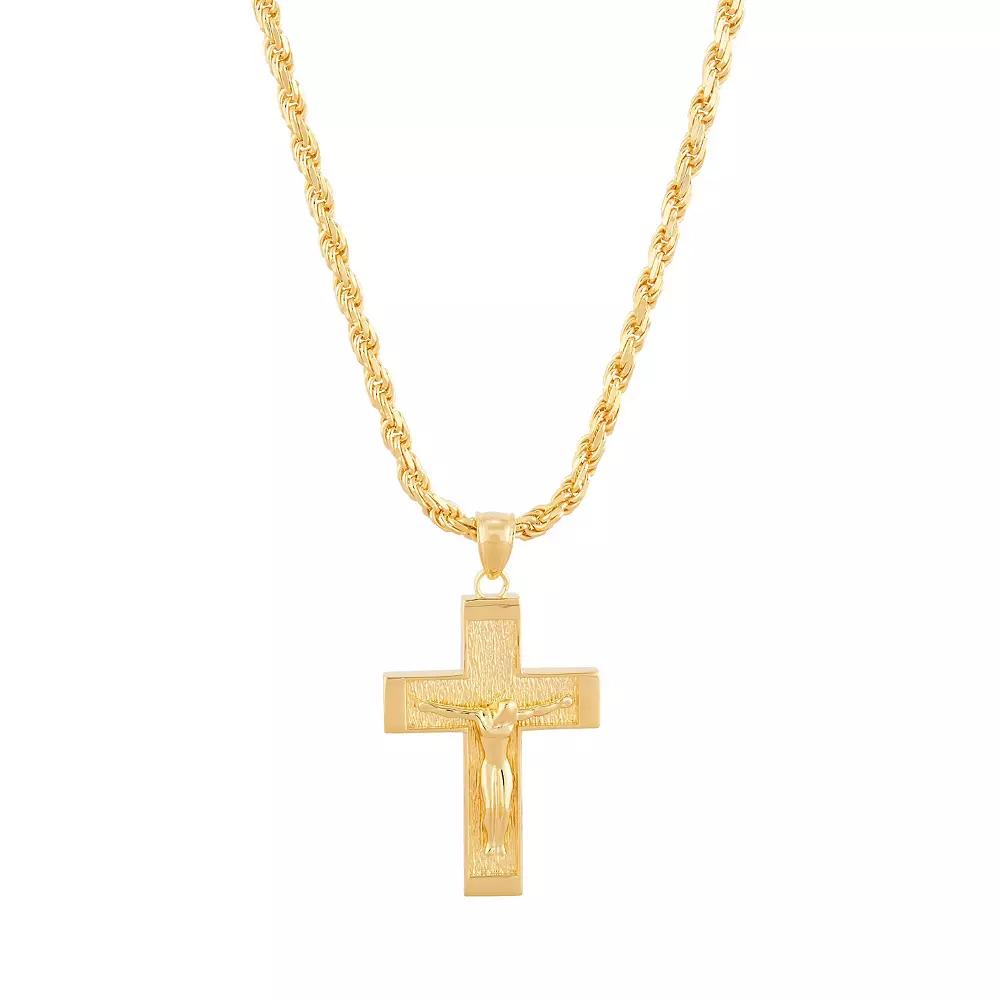 Everlasting Silver 18k Gold Over Silver Crucifix Cross Pendant Necklace, Women's, Size: 24", Gold Tone Product Image