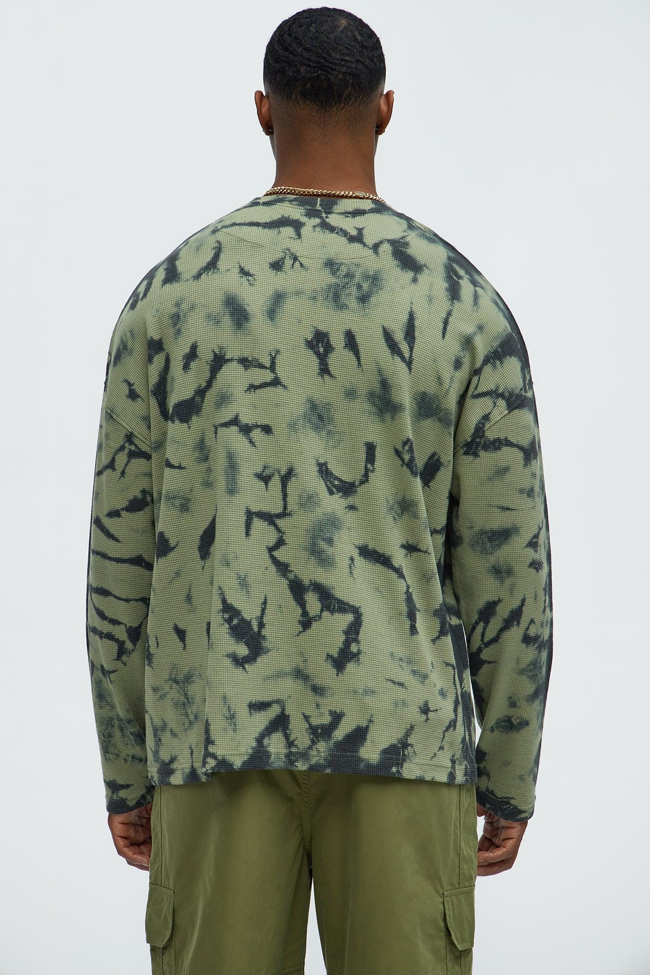 Chase Tie Dye Thermal Long Sleeve Tee - Green Product Image