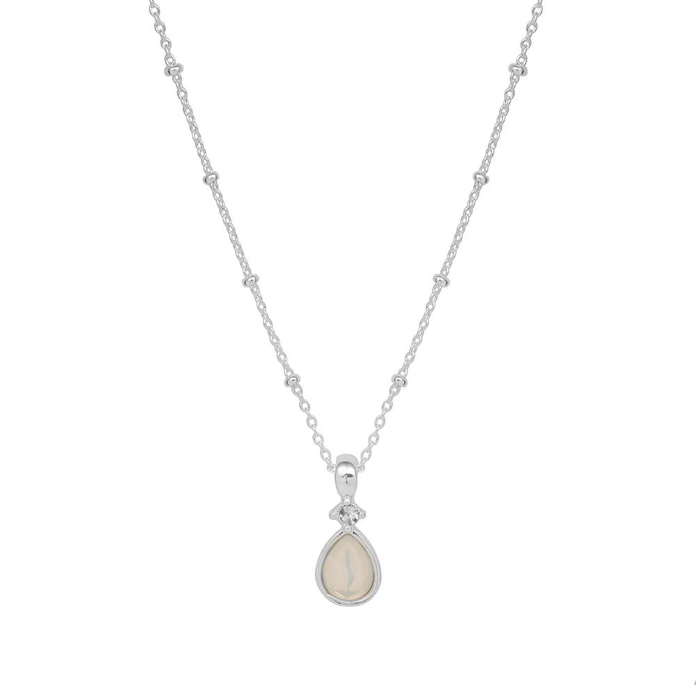 LC Lauren Conrad Silver Tone Simulated Opal Pendant Necklace, Women's, Blue Product Image