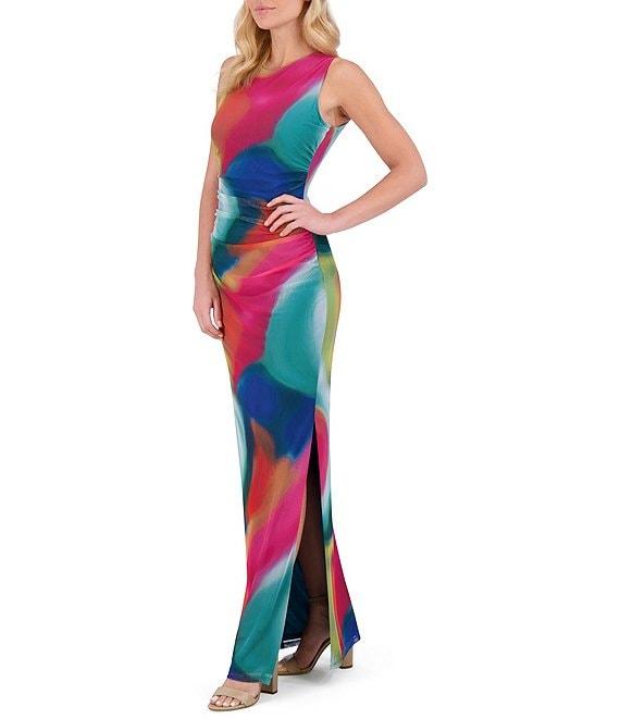 Vince Camuto Crew Neck Sleeveless Mesh Maxi Dress Product Image