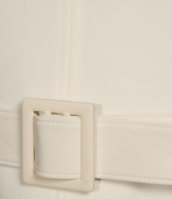 Calvin Klein V-Neck Fit and Flare Belted Scuba Midi Dress Product Image