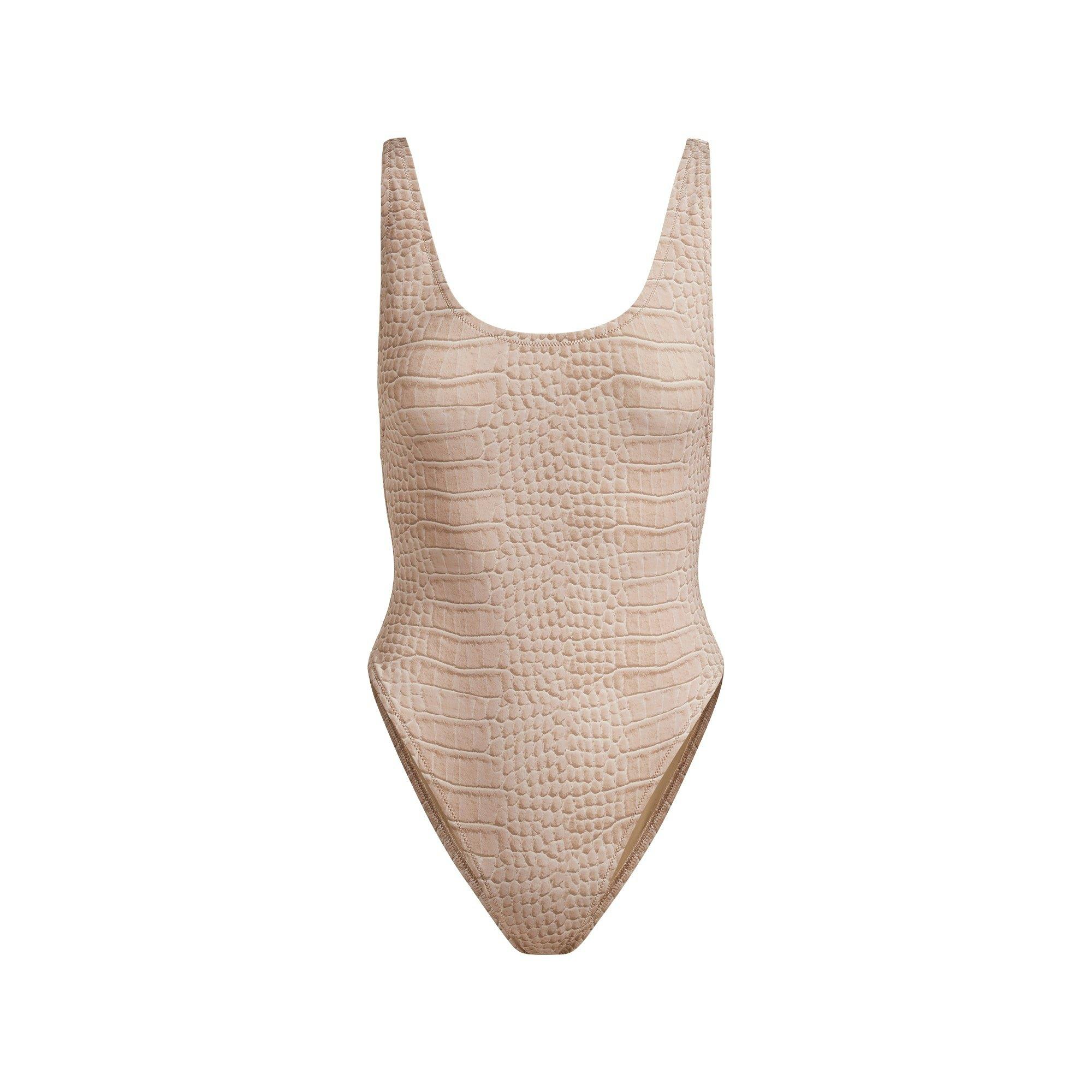 SIGNATURE SWIM HIGH-WAISTED BIKINI BOTTOM | DUNE CROCODILE PRINT Product Image