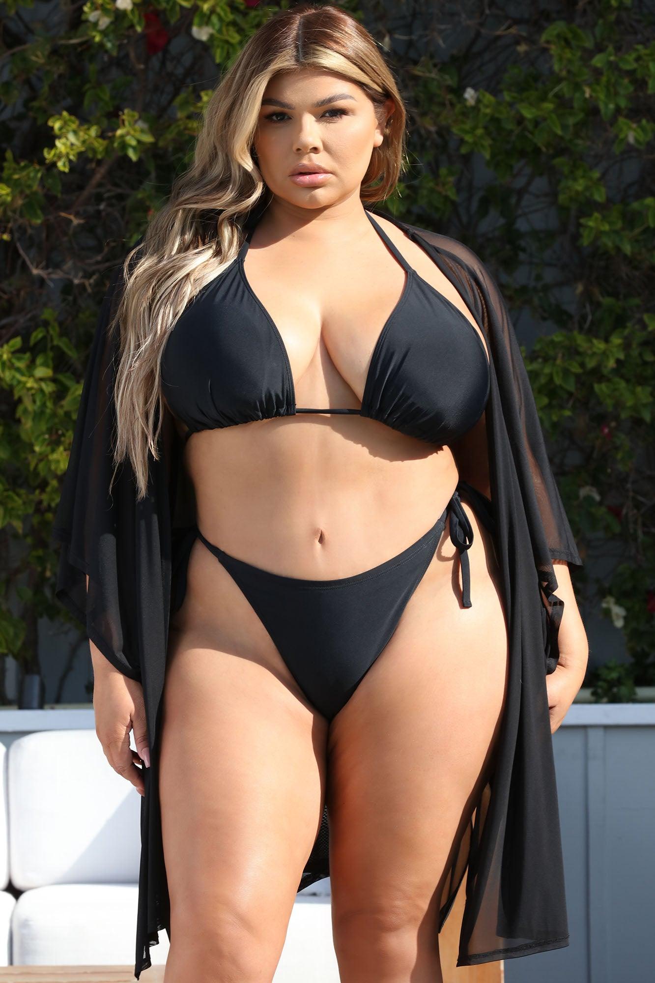 Maui Mix And Match Mesh Cover Up Kimono - Black Product Image