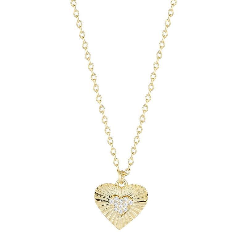 Sunkissed Sterling Cubic Zirconia Heart Pendant Necklace, Women's, Gold Tone Product Image