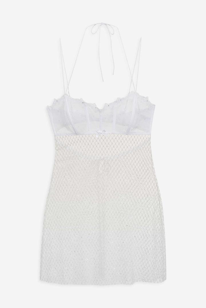 Ellery Glitter Slip Dress — White Product Image