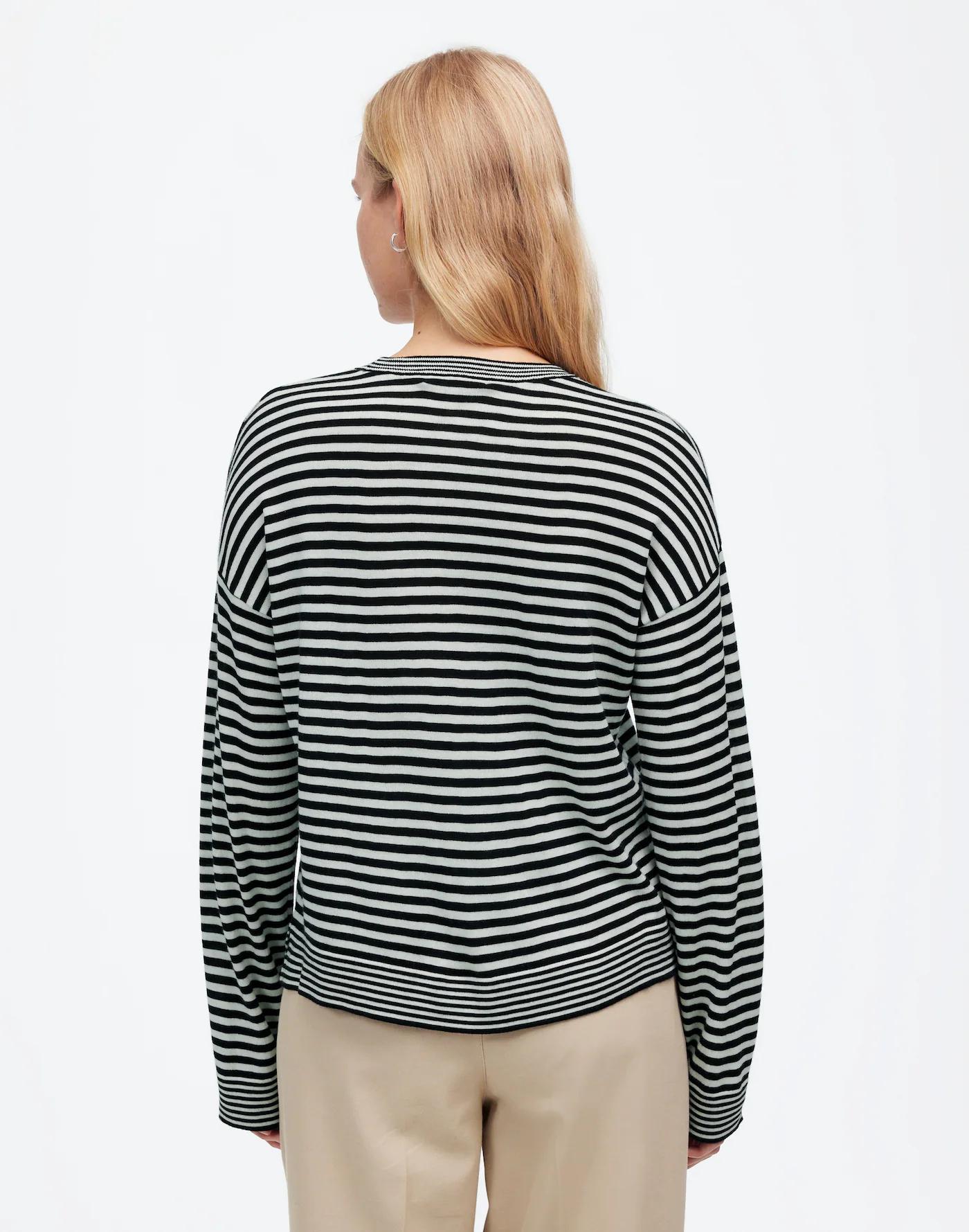 Merino Wool-Silk Blend Crewneck Sweater in Stripe Product Image