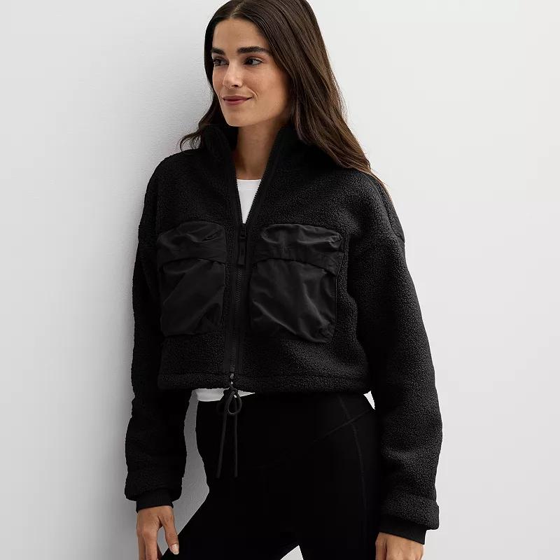 Womens FLX Mix Media Cropped High Pile Jacket Product Image