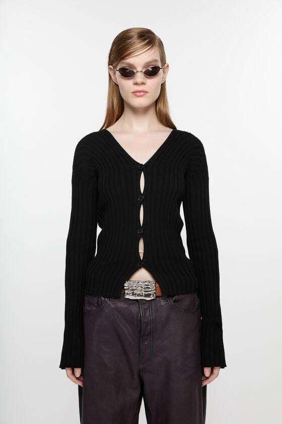 Button-up rib cardigan Product Image