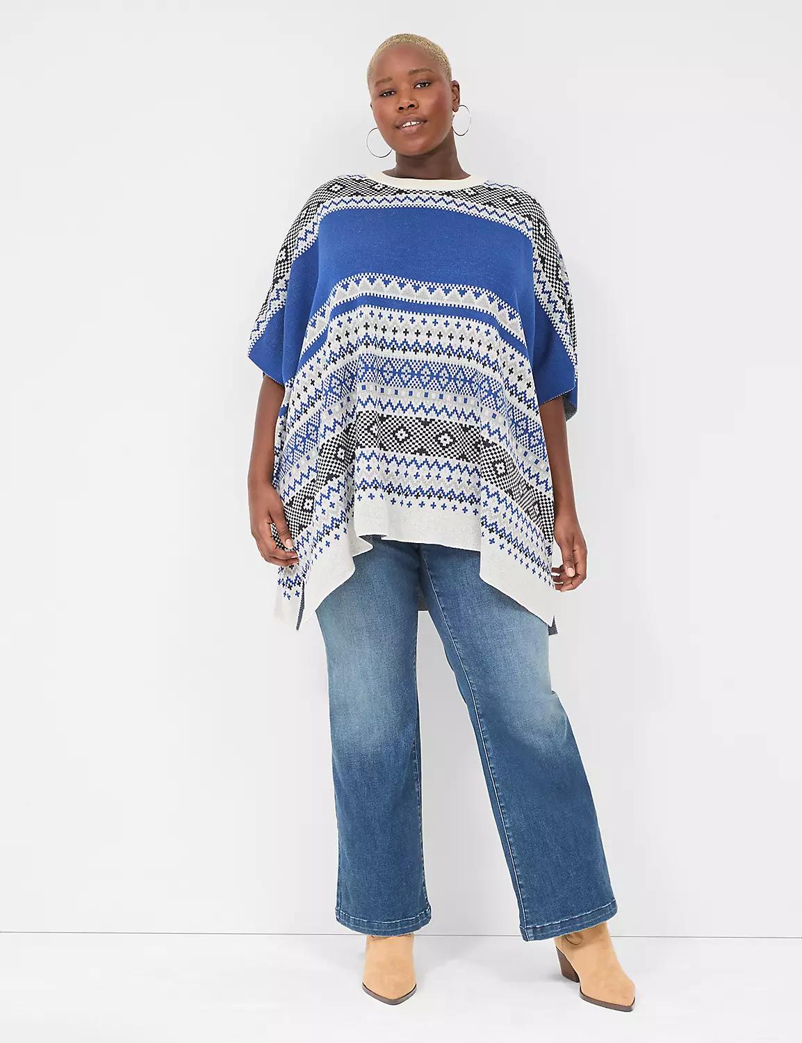 Fair Isle Poncho Sweater Product Image