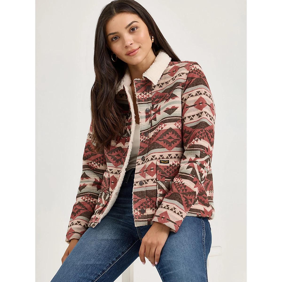 Women's Wrangler® Sherpa Lined Jacquard Barn Jacket Product Image
