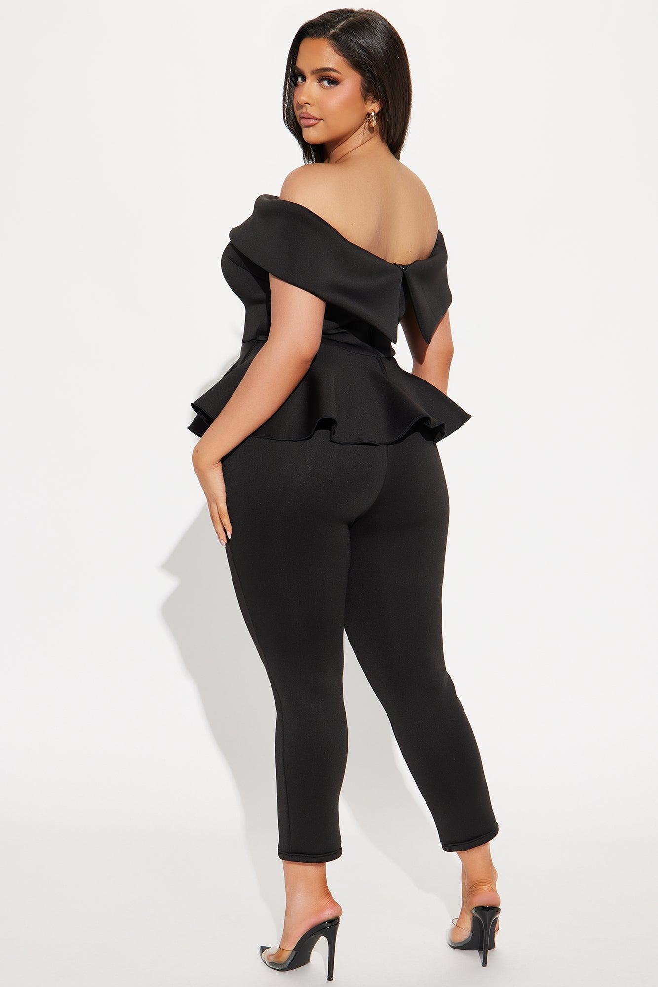 My Pretty Peplum Pant Set - Black Product Image