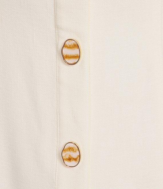 Gianni Bini Georgie Square Neck Sleeveless Button Front Linen Shift Dress Product Image