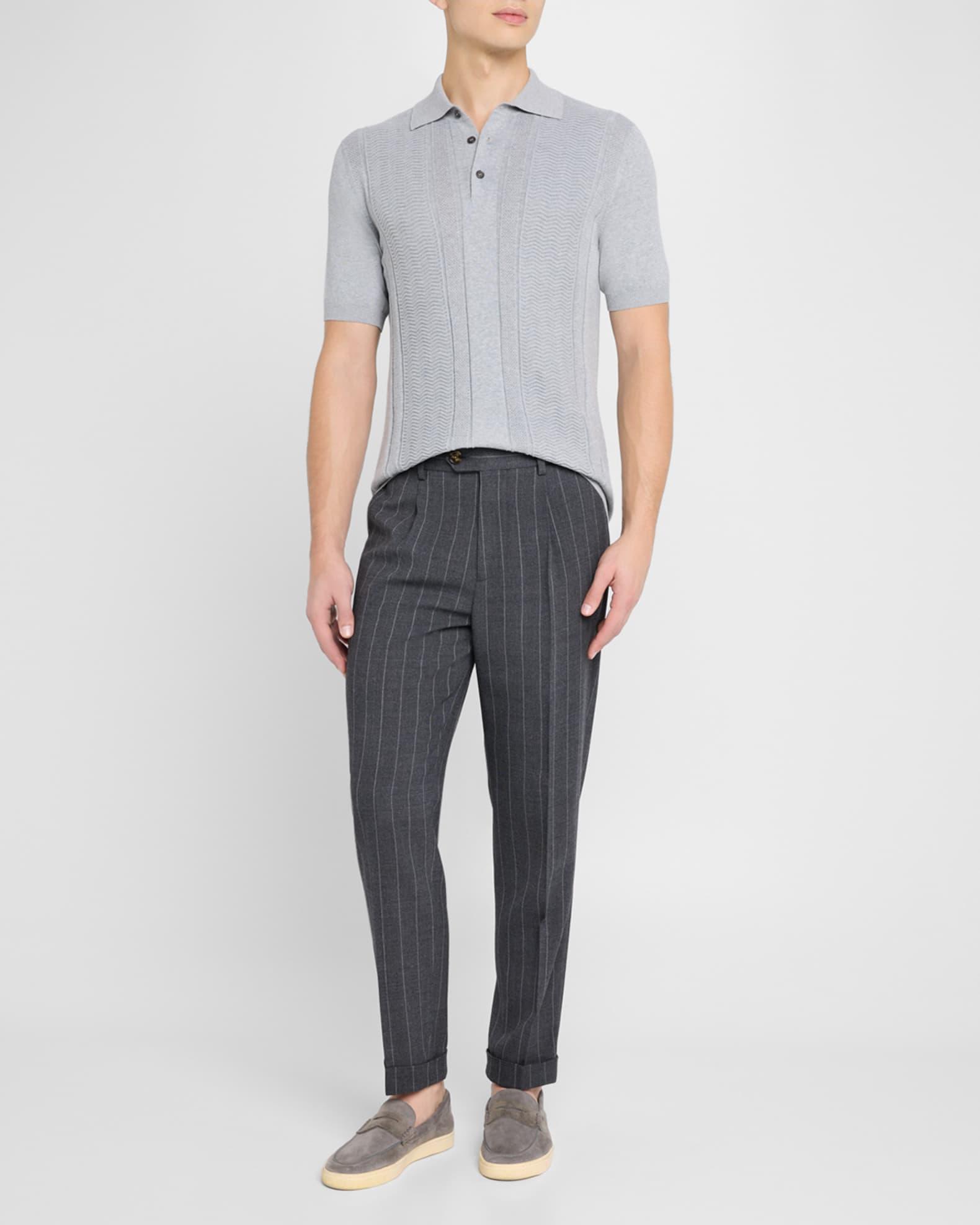 Men's Cotton Chevron Stripe Short-Sleeve Polo Sweater Product Image