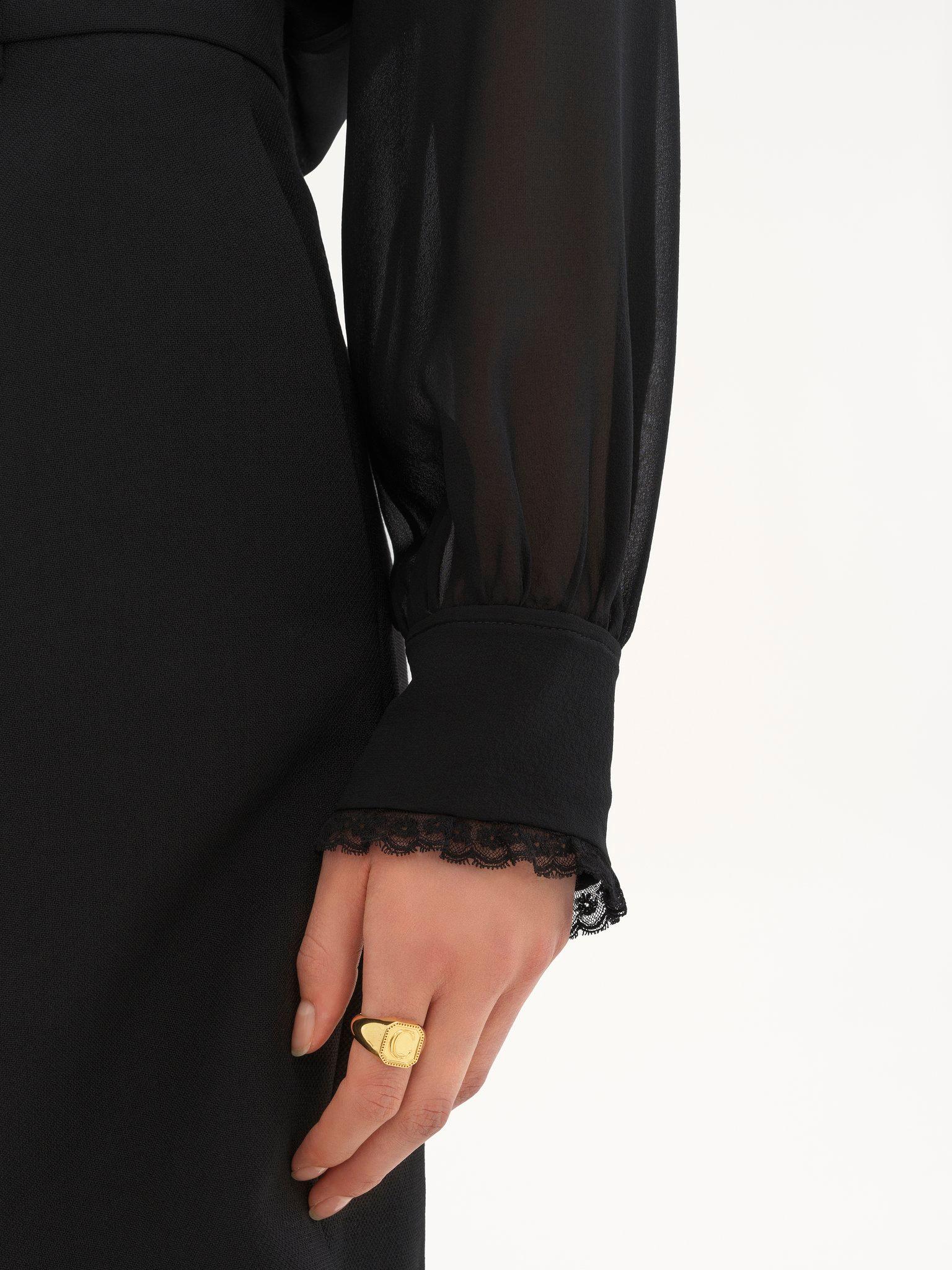 Ruffled blouse in silk georgette Product Image