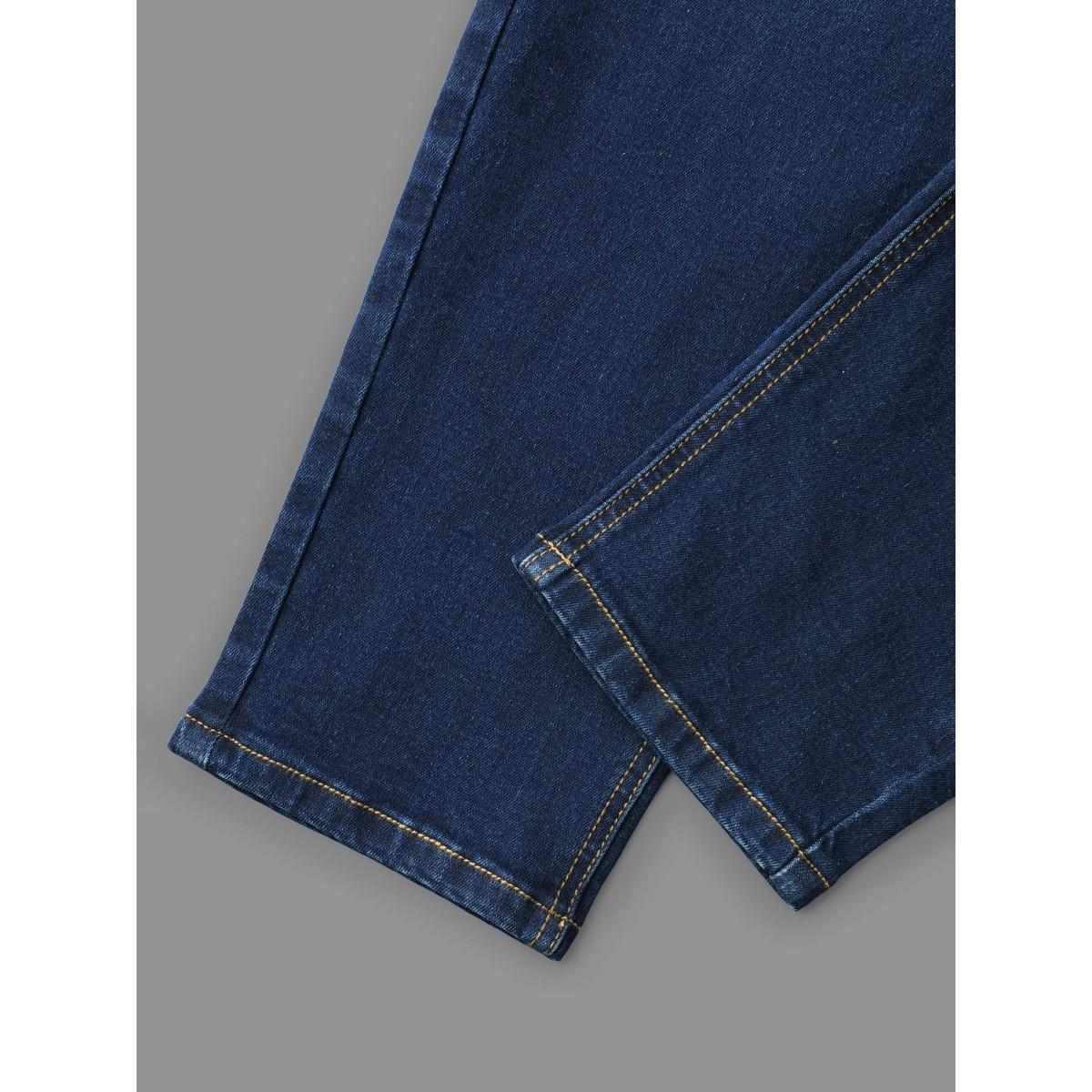 Plus Size Elastic Waist Mid Rise Skinny Jeans Women Denimindigo Elegant Medium stretch Slanted pocket Jeans BloomChic 30/6X Product Image