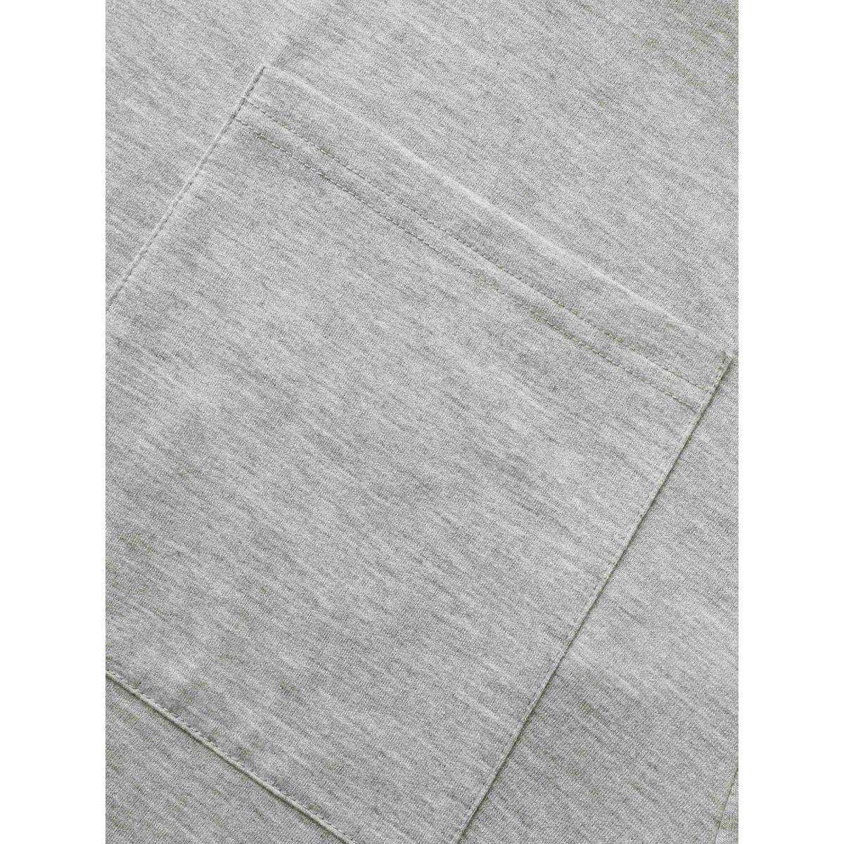 Plus Size Silver Solid Heather Patched Pocket Wide Leg Jumpsuit Women Casual Sleeveless Square Neck Everyday Loose Jumpsuits BloomChic 12/L Product Image