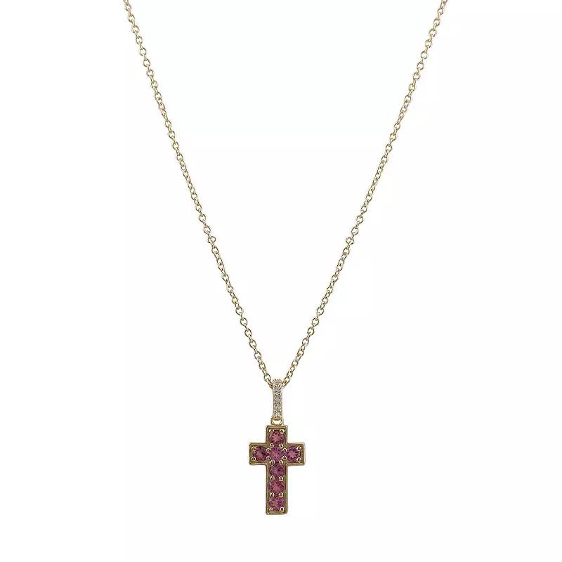 Gemistry Sterling Silver Gemstone Cross Pendant Necklace, Women's,  Product Image