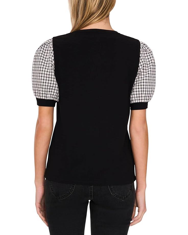 Women's CeCe Puff Short Sleeves Mix Media Top Product Image