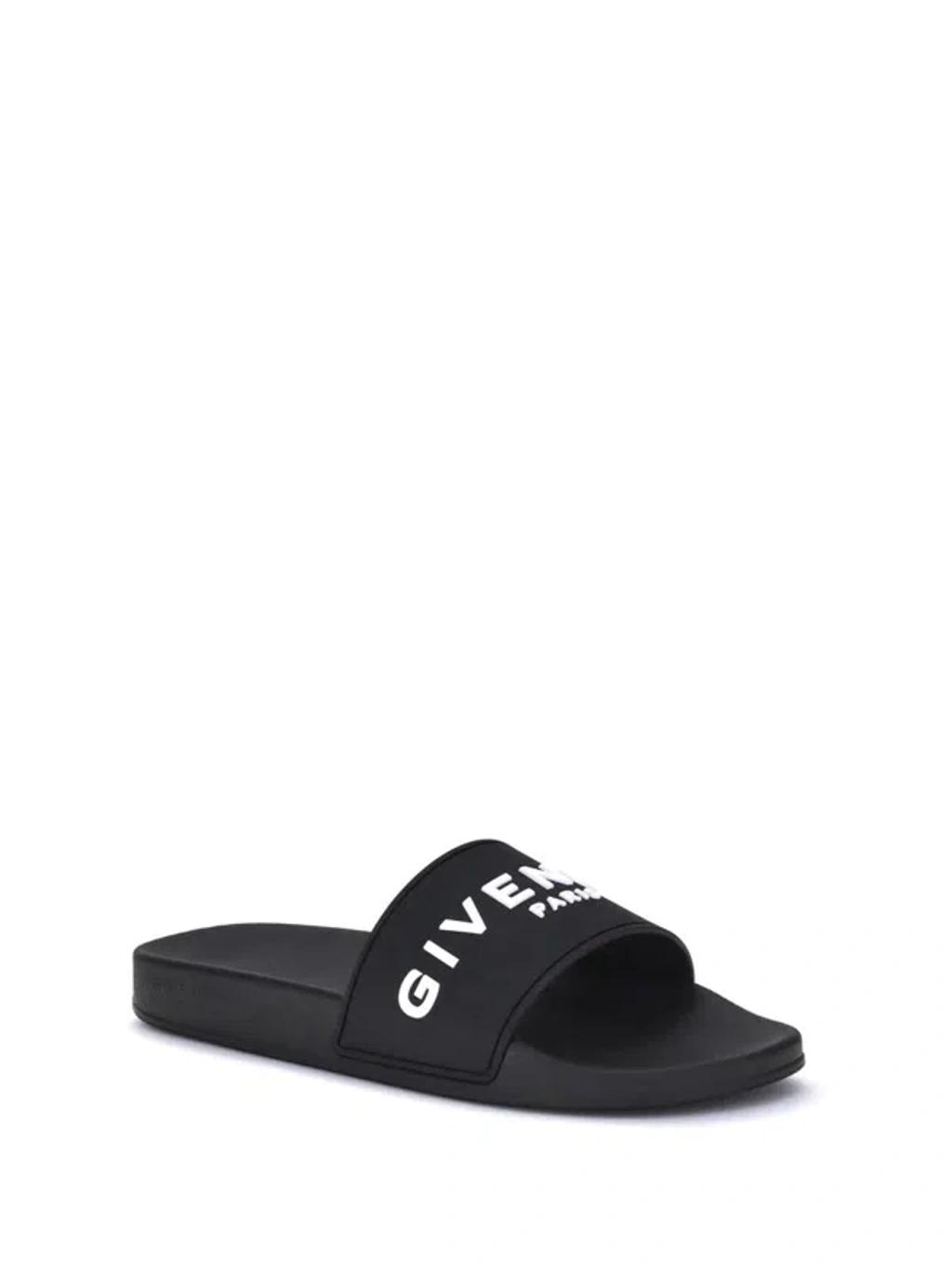 Black Logo-Print Pool Slides Product Image