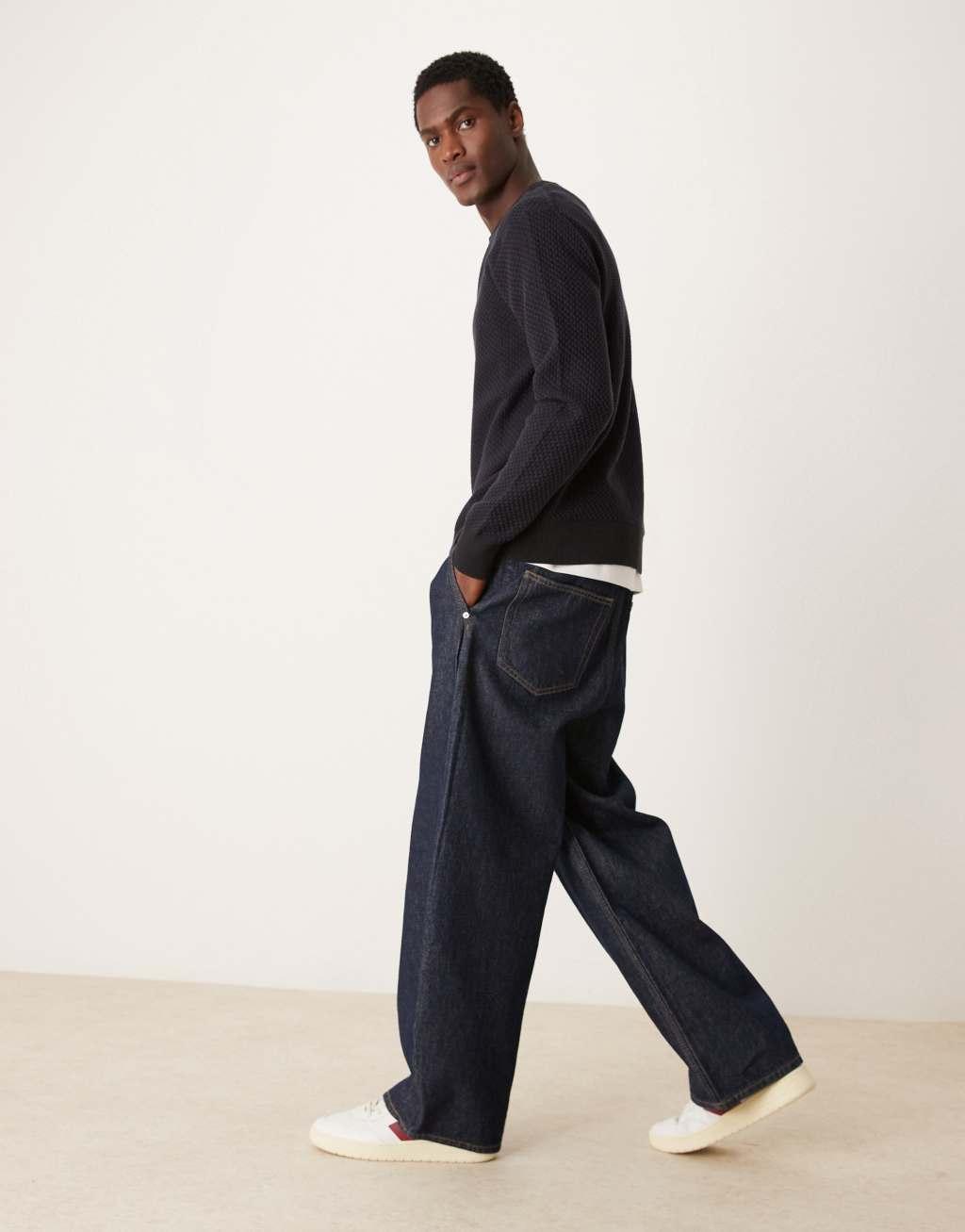 Calvin Klein two tone knit sweater in black Product Image