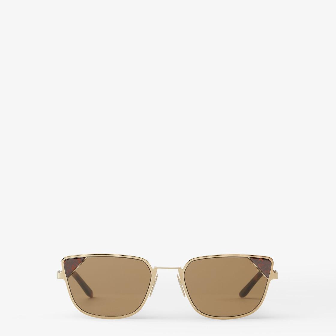 Fendi SignatureGold metal sunglasses with tobacco-color lenses Product Image