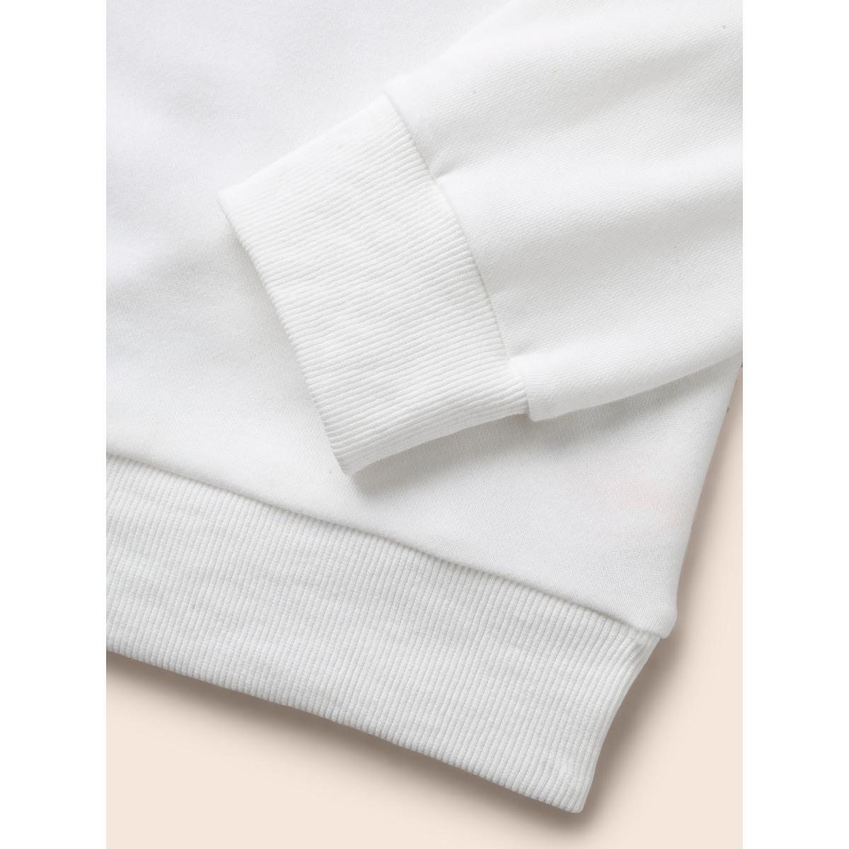 Plus Size Contrast Striped Crew Neck Sweatshirt Women Originalwhite Casual Contrast Round Neck Everyday Sweatshirts BloomChic 28/5X Product Image