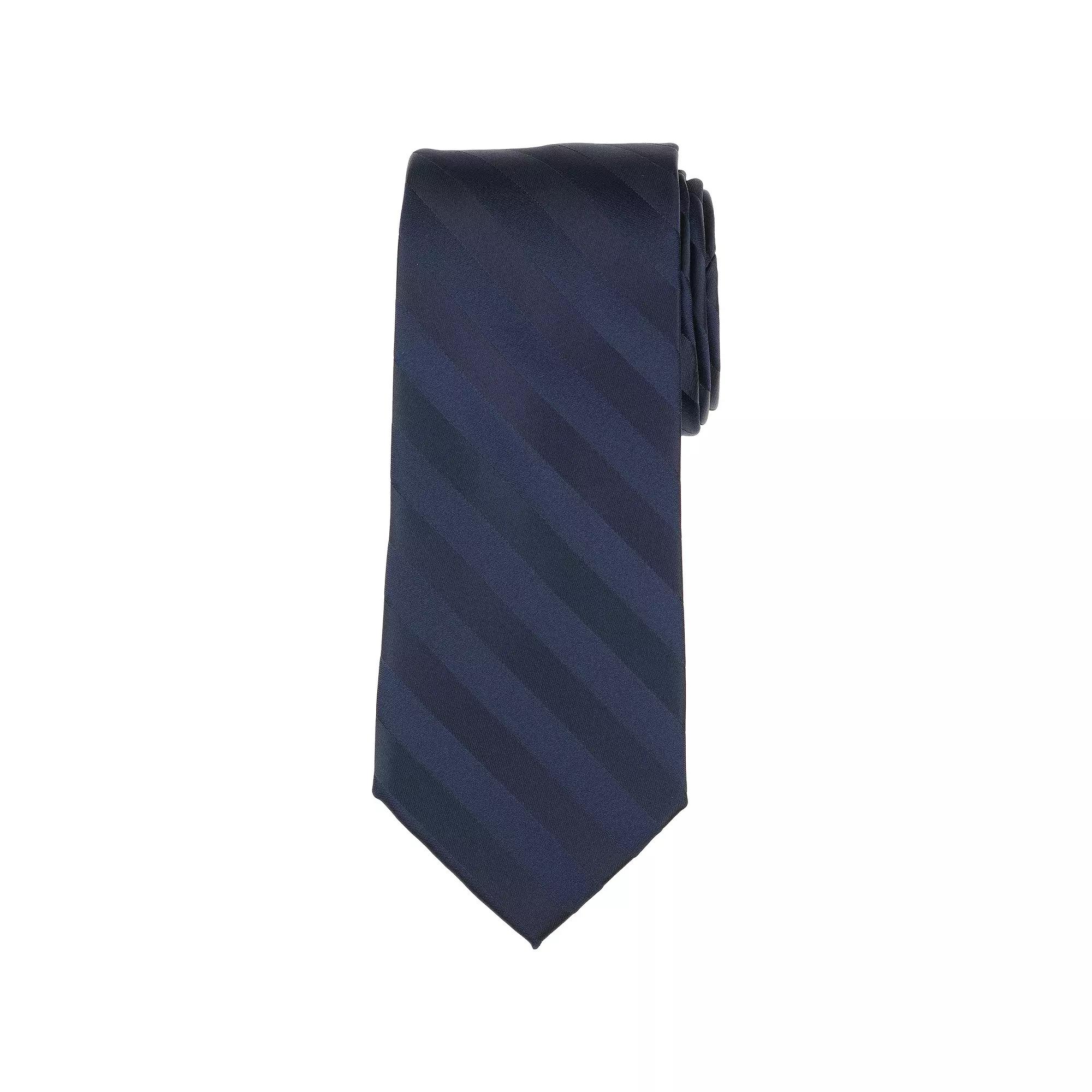 Men's Bespoke Striped Tie, Black Satin Product Image
