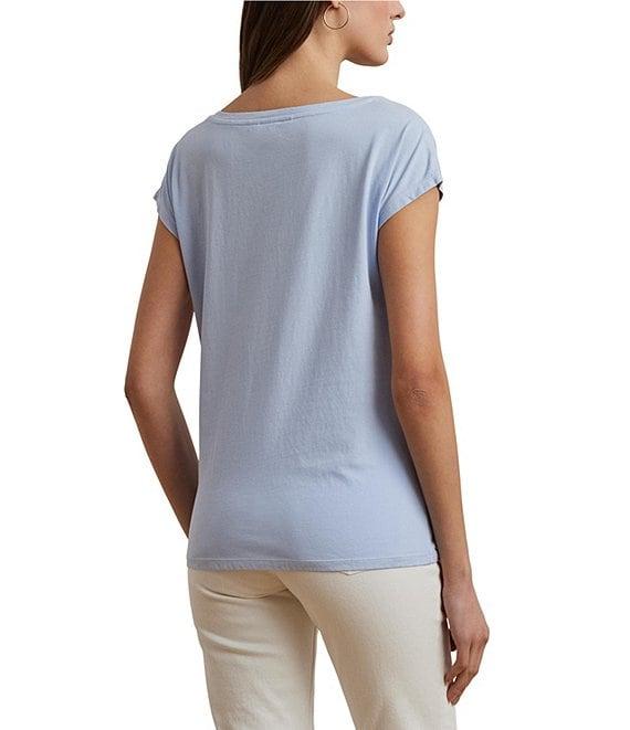 Lauren Ralph Lauren Knit Jersey Boat Neck Short Sleeve Tee Product Image