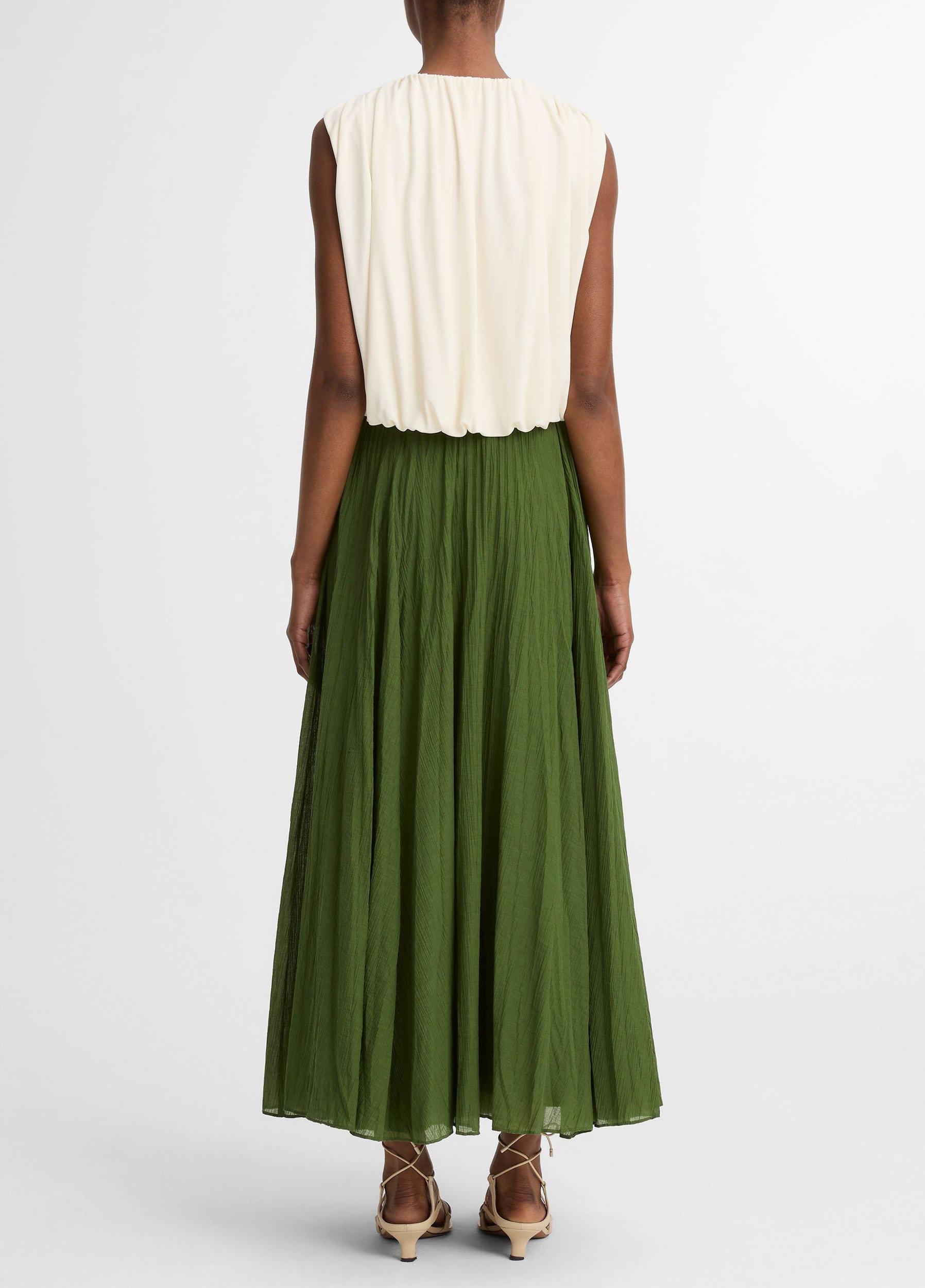 Crinkled Plissé Cotton-Blend Maxi Skirt Product Image