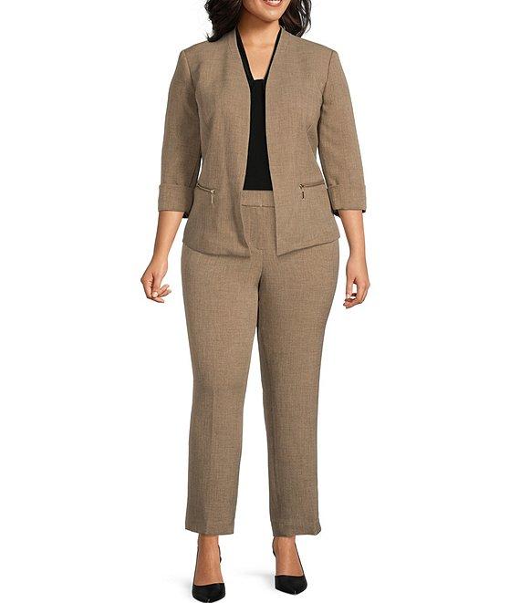 Kasper Plus Size Fly Front Slim Fit Pants Product Image