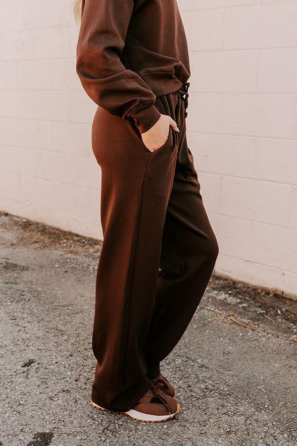 Cozy Casual High Waist Wide Leg Pants in Chestnut Product Image