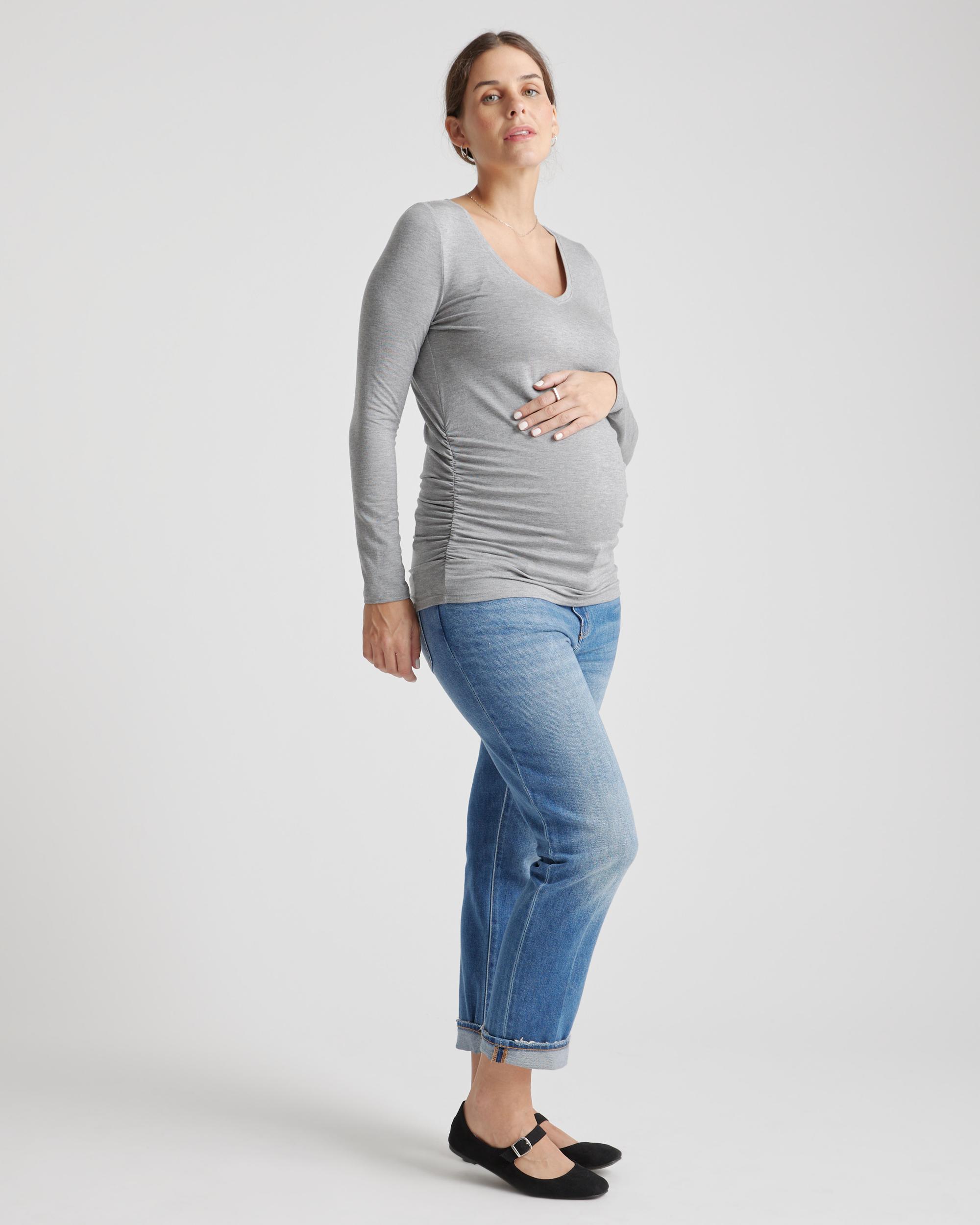 Quince | Women's Tencel Jersey Maternity Ruched Long Sleeve T-Shirt 2-Pack Lenzing Modal Product Image