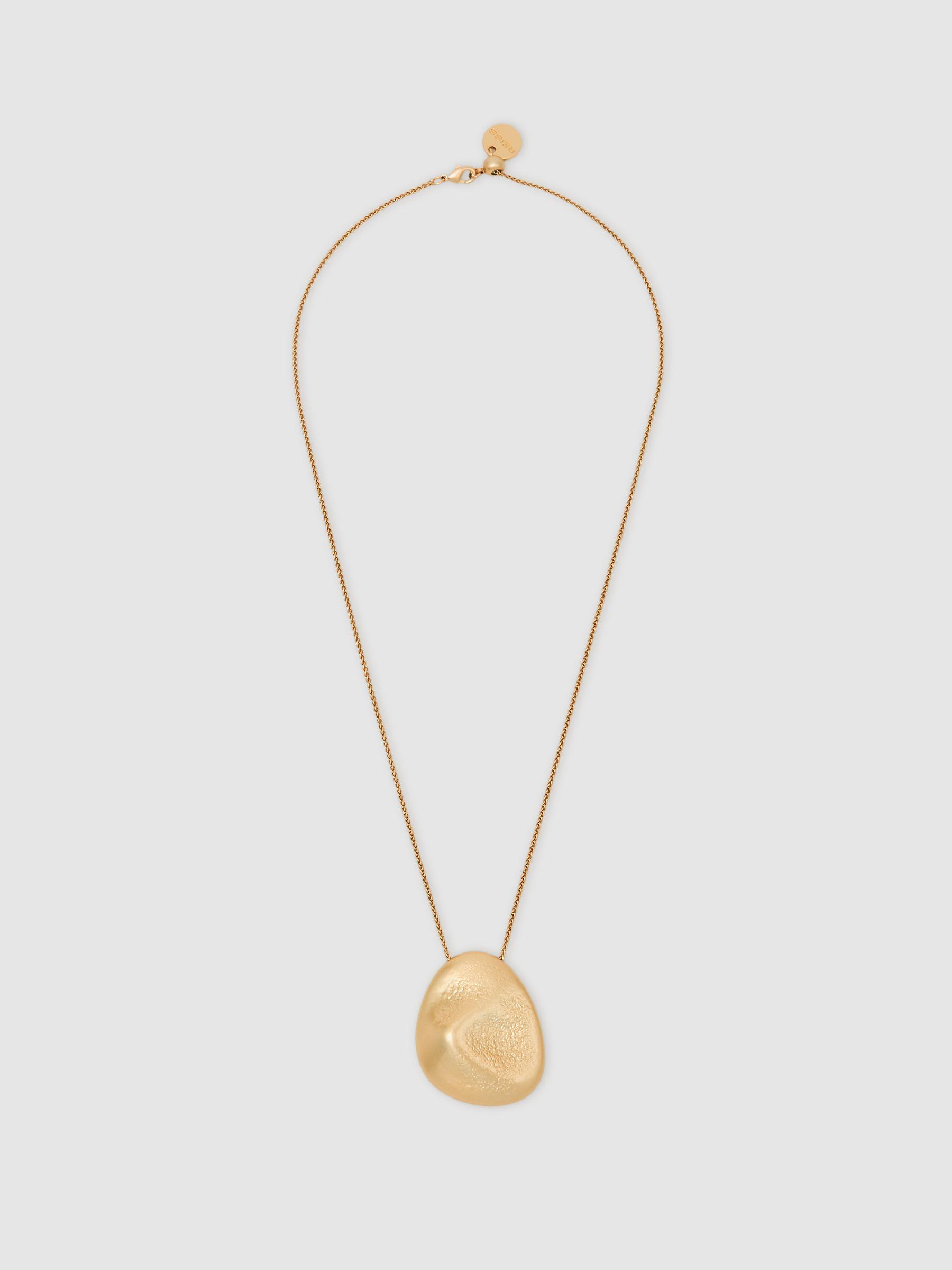 Tone Textured Pebble Pendant Necklace in Gold Product Image